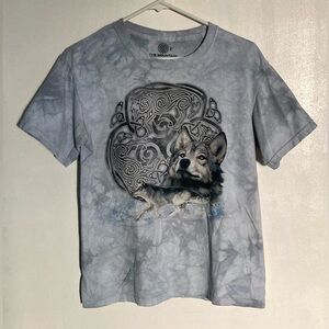 Blue Tie Dye Wolf Shirt Unisex Sz S Retro 90s Graphic Vintage Inspired